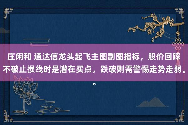 莊閑和 通達信龍頭起飛主圖副圖指標，股價回踩不破止損線時是潛在買點，跌破則需警惕走勢走弱。