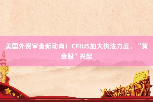 美國外資審查新動向！CFIUS加大執(zhí)法力度，“黃金股”興起