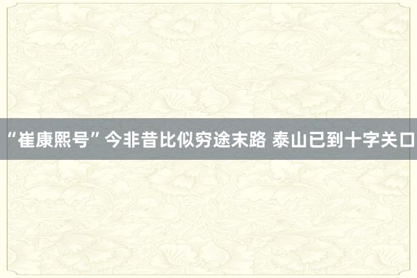 “崔康熙號”今非昔比似窮途末路 泰山已到十字關口