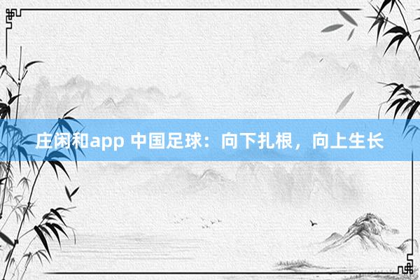 莊閑和app 中國足球：向下扎根，向上生長